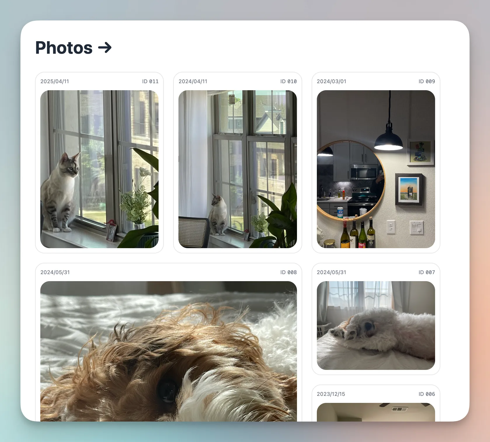 Image of my photo wall page